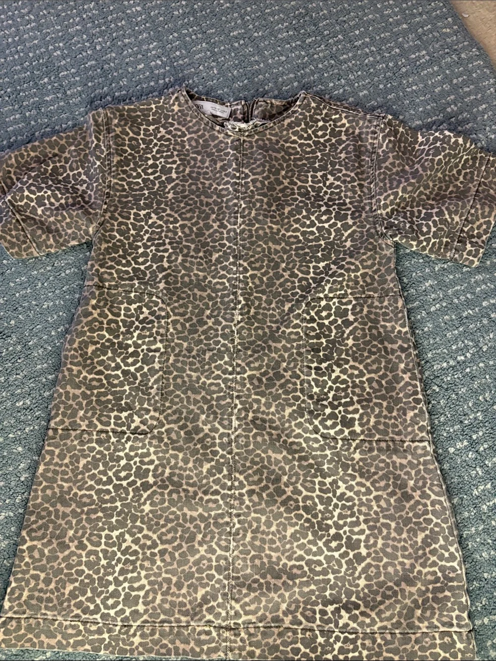 Zara Brown Leopard Print Kids Dress